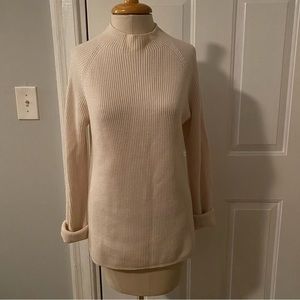 No label long sleeve ribbed mock neck tunic sweater ivory cream size M L
